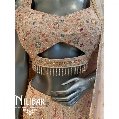 Light Peach Georgette Indo Western