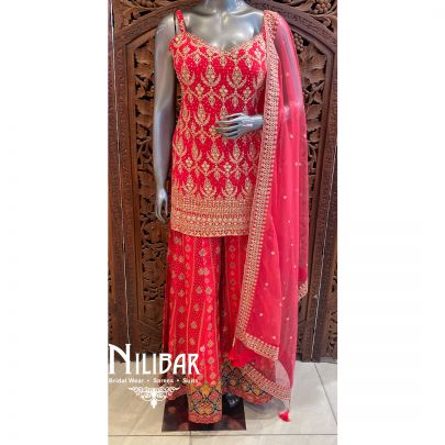 Pink Georgette Palazzo Suit