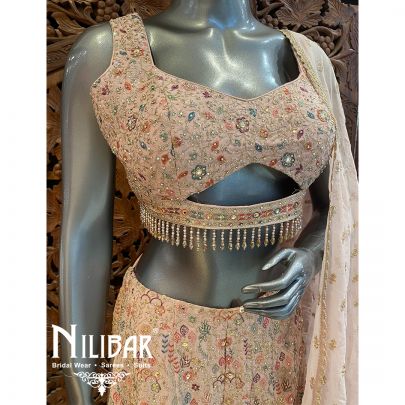 Light Peach Georgette Indo Western