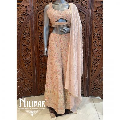 Light Peach Georgette Indo Western