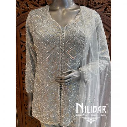 Grey Georgette Palazzo Suit
