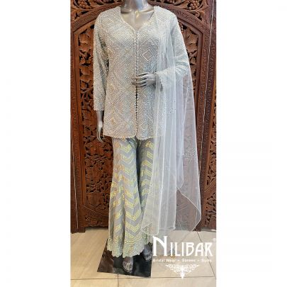 Grey Georgette Palazzo Suit