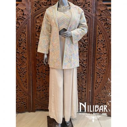 Ivory Crepe Indo Western