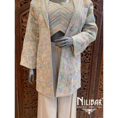 Ivory Crepe Indo Western