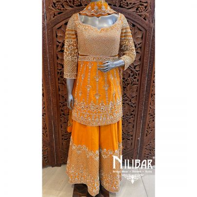 Orange Silk Palazzo Suit