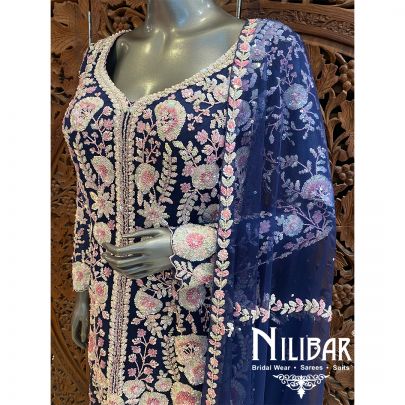 Blue Net Palazzo Suit