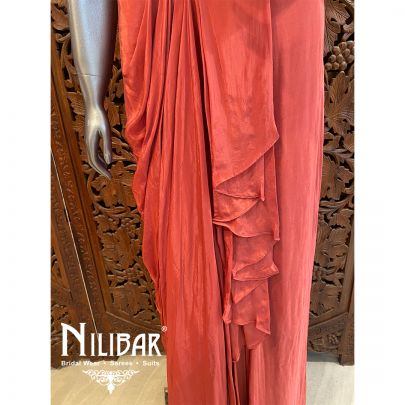 Rust Crepe Indo Western