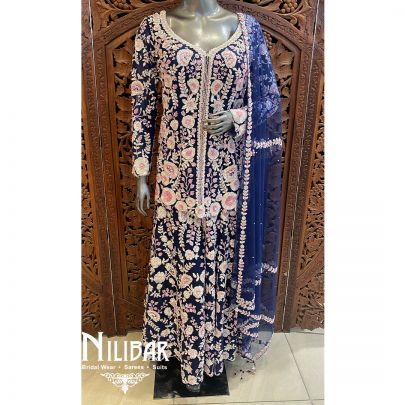 Blue Net Palazzo Suit