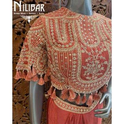 Rust Crepe Indo Western