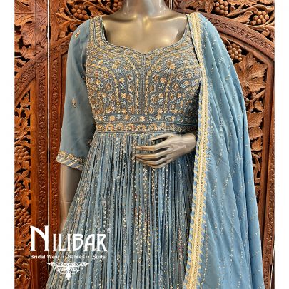 Pastel Blue Georgette Anarkali Set