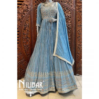 Pastel Blue Georgette Anarkali Set