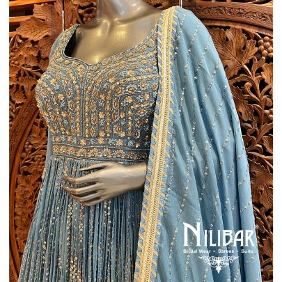 Pastel Blue Georgette Anarkali Set