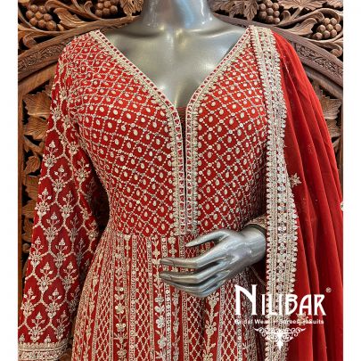 Rust Georgette Anarkali