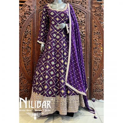 Purple Georgette Anarkali Set