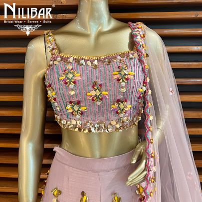 Lavender Semi Silk and Net Lehenga