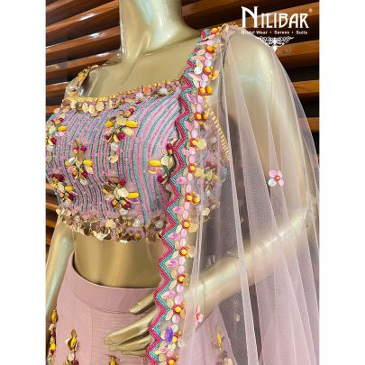 Lavender Semi Silk and Net Lehenga
