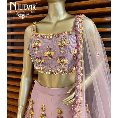 Lavender Semi Silk and Net Lehenga