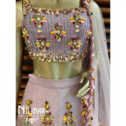Lavender Semi Silk and Net Lehenga