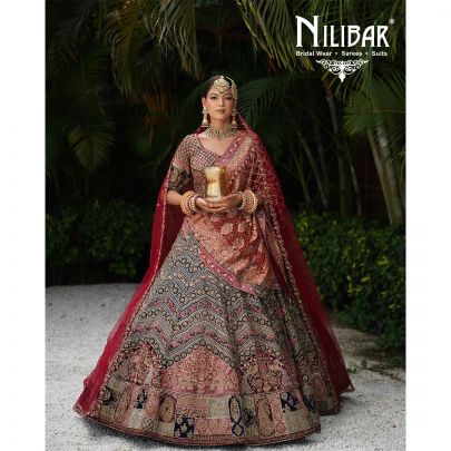 Multicolored Velvet Heavy Lehenga