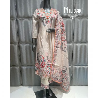 Cream Cotton Kurta Set