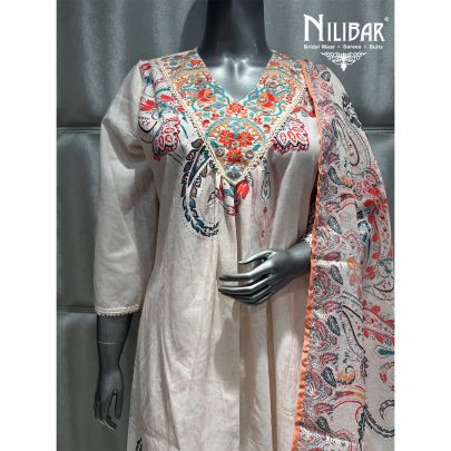 Cream Cotton Kurta Set