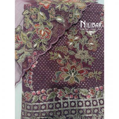 Mauve Crepe Embroidered Unstitched Suit