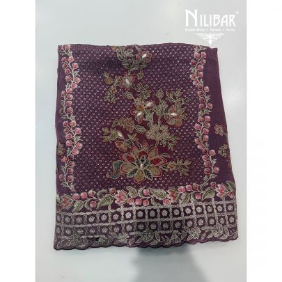 Mauve Crepe Embroidered Unstitched Suit