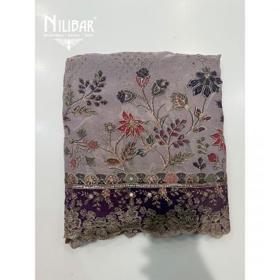 Lilac Crepe Embroidered Unstitched Suit