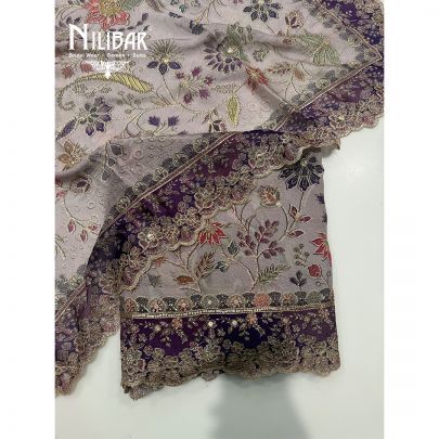 Lilac Crepe Embroidered Unstitched Suit