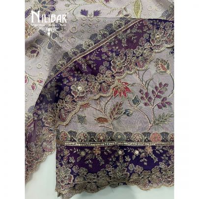 Lilac Crepe Embroidered Unstitched Suit