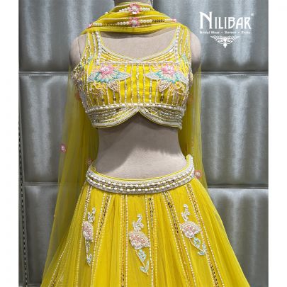 Bright Yellow Net Lehenga