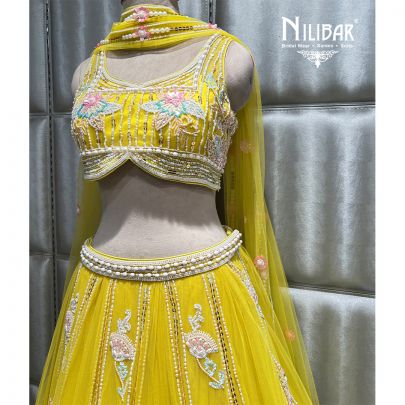 Bright Yellow Net Lehenga