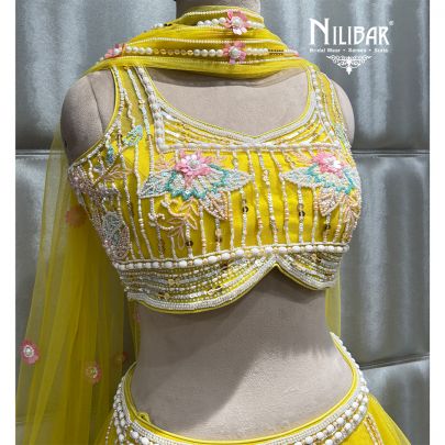 Bright Yellow Net Lehenga