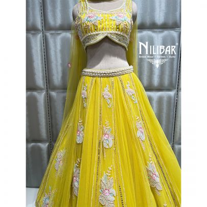 Bright Yellow Net Lehenga