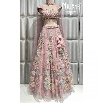 Lilac Net Lehenga
