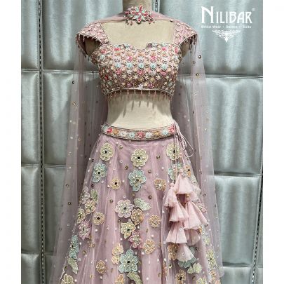 Lilac Net Lehenga