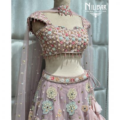 Lilac Net Lehenga
