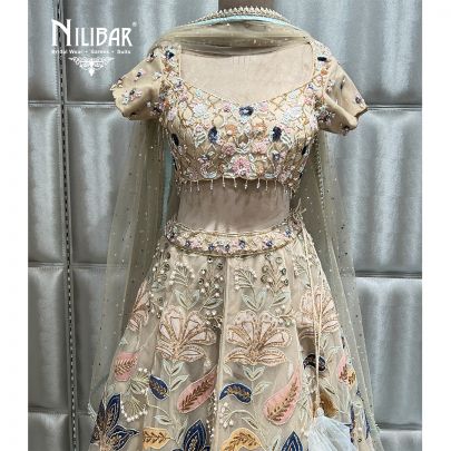 Beige Net Lehenga