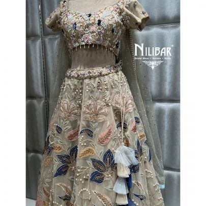 Beige Net Lehenga