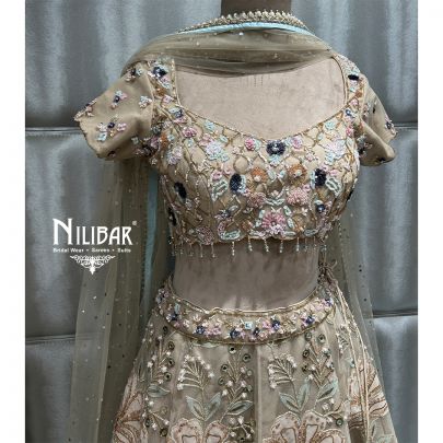 Beige Net Lehenga