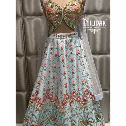 Sky Blue Silk Lehenga