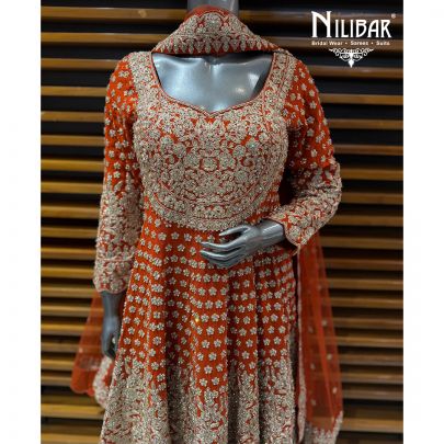Orange Georgette A-Line Shirt Paired With Palazzo
