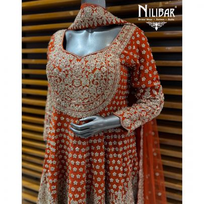 Orange Georgette A-Line Shirt Paired With Palazzo