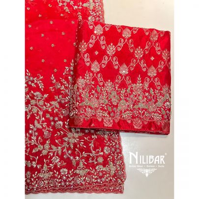 Ruby Red Silk Unstitched Suit