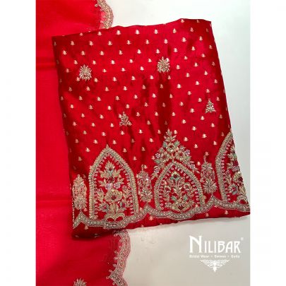 Red Silk Unstitched Suit