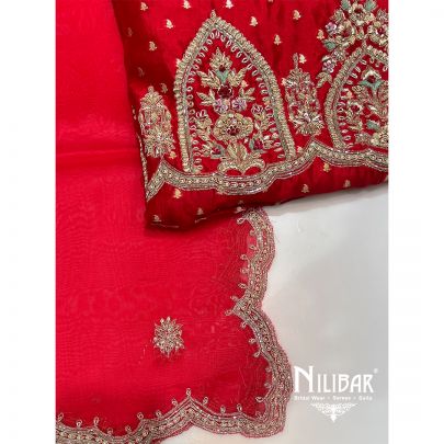 Red Silk Unstitched Suit