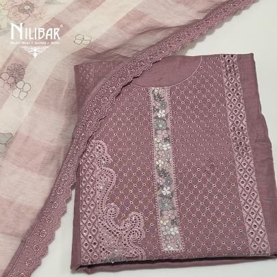 Onion Pink Mul Cotton Unstitched Suit