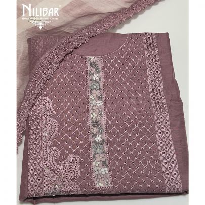Onion Pink Mul Cotton Unstitched Suit
