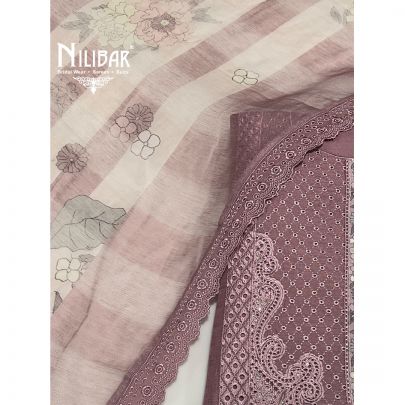 Onion Pink Mul Cotton Unstitched Suit