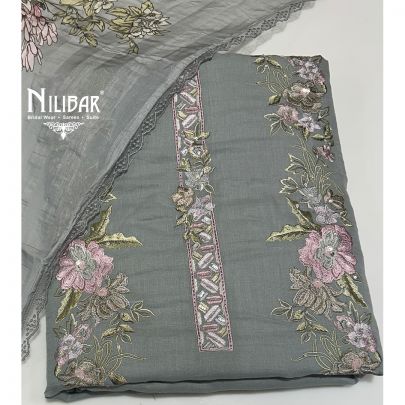 Light Gray Mul Cotton Unstitched Suit